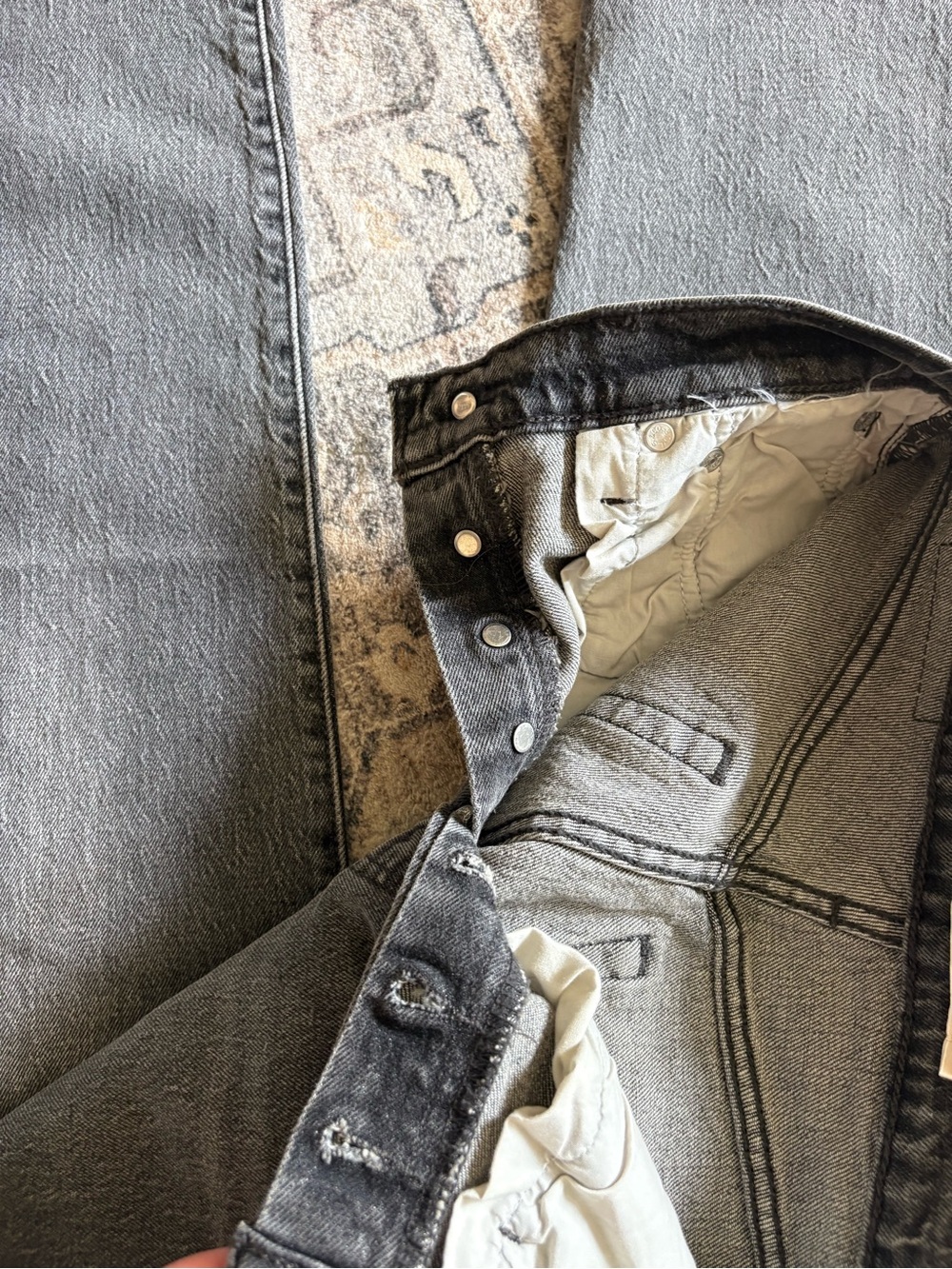 Levi’s premium ribcage straight ankle jeans die 24 black gray wash buttonfly - Picture 6 of 9